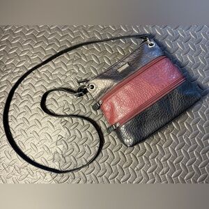 Faux Leather Black, Gray & Burgundy Crossbody Bag